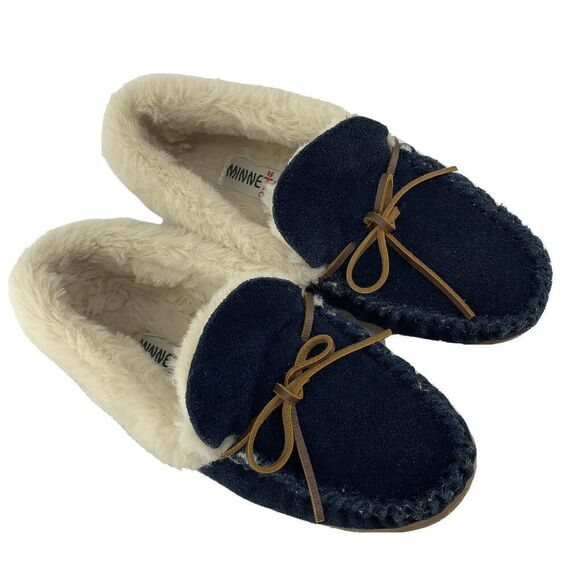 Minnetonka Allie Jr Trapper Moccasin Slippers Sz 6 - Picture 1 of 10